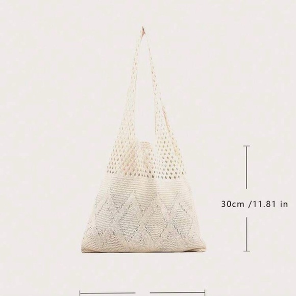 👠2/$25👠SHEIN Beige Knit Tote Bag - Picture 3 of 3